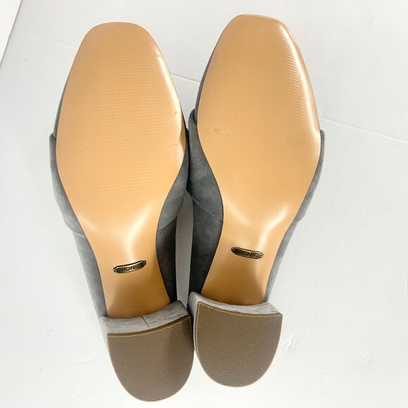 Sz 8- Vionic Plaza Presley Grey Suede Bow Front Square Toe Block‎ Heeled Mules - Picture 10 of 14